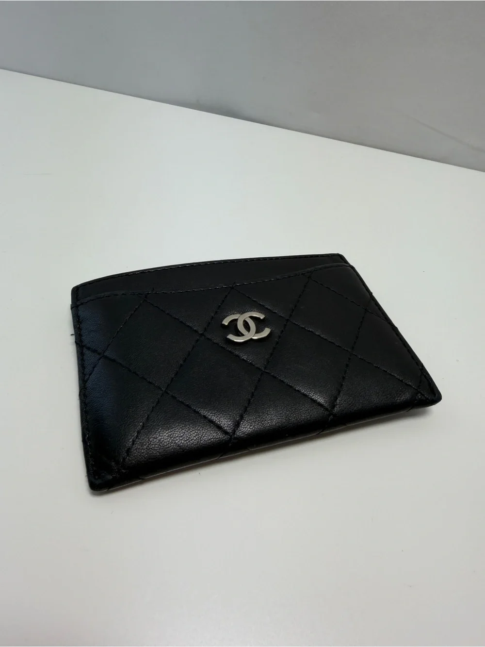 Chanel Black Quilted Caviar Card Holder Silver Hardware, 2026